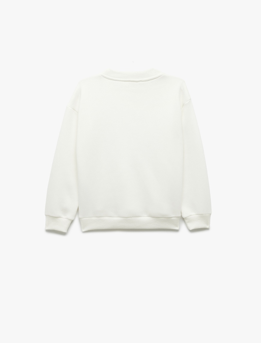 Erkek Çocuk Şardonlu Uzun Kollu Bisiklet Yaka Baskılı Sweatshirt