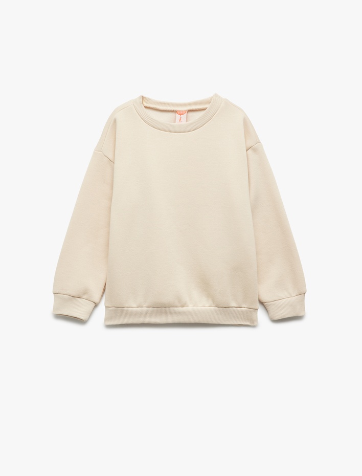 Erkek Bebek Şardonlu Uzun Kollu Basic Bisiklet Yaka Sweatshirt
