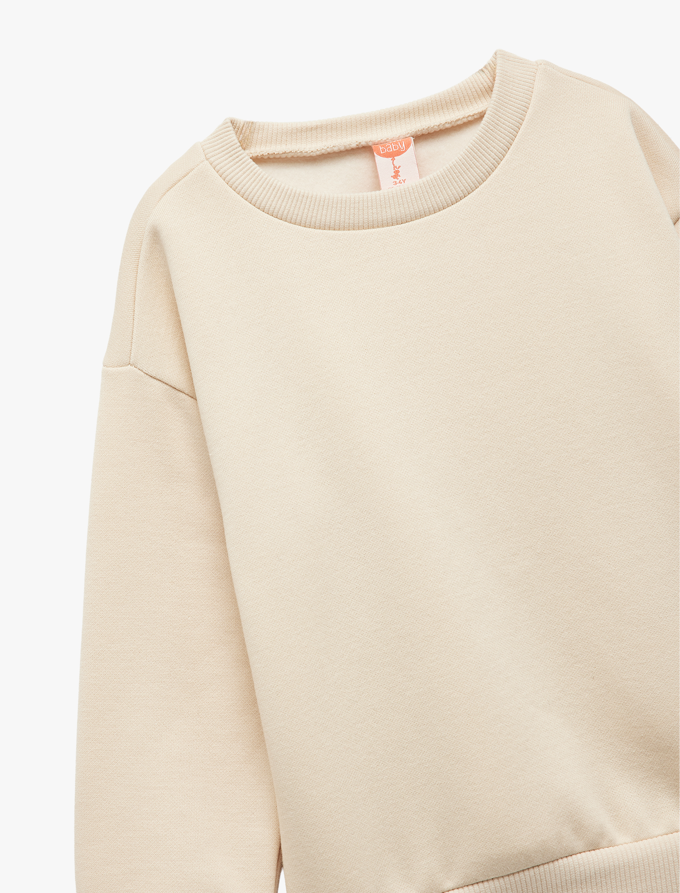  Erkek Bebek Şardonlu Uzun Kollu Basic Bisiklet Yaka Sweatshirt