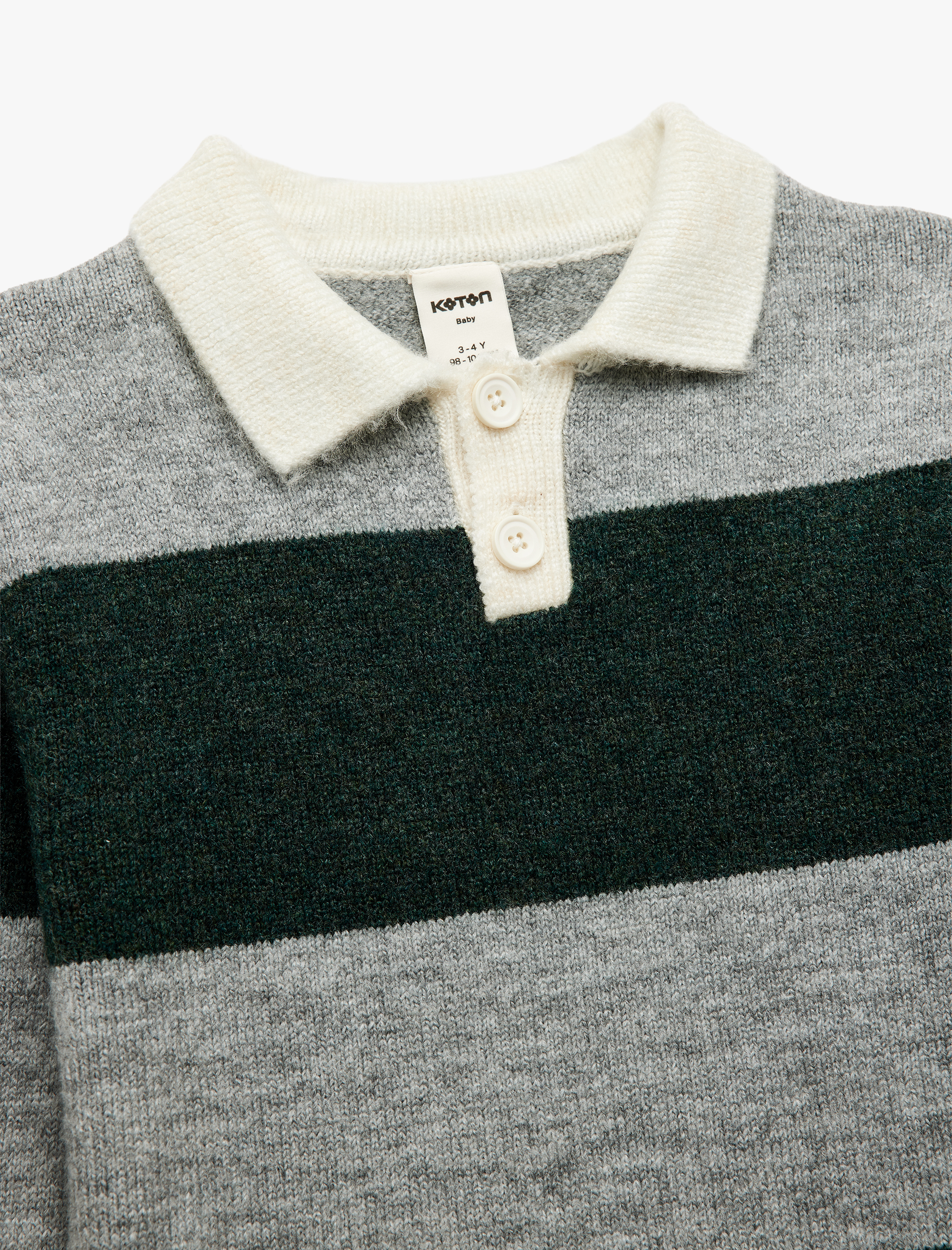  Erkek Bebek Uzun Kollu Renk Bloklu Düğmeli Polo Yaka Triko Kazak