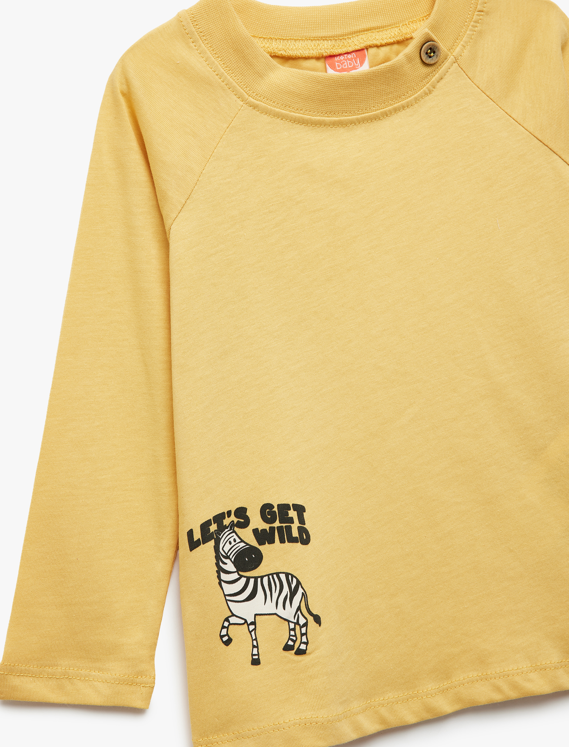  Erkek Bebek Pamuklu Oversize Uzun Reglan Kol Baskılı Düğmeli Bisiklet Yaka Tişört