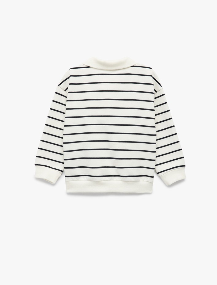 Erkek Bebek Şardonlu Uzun Kollu Oversize Pamuklu Düğmeli Polo Yaka Sweatshirt