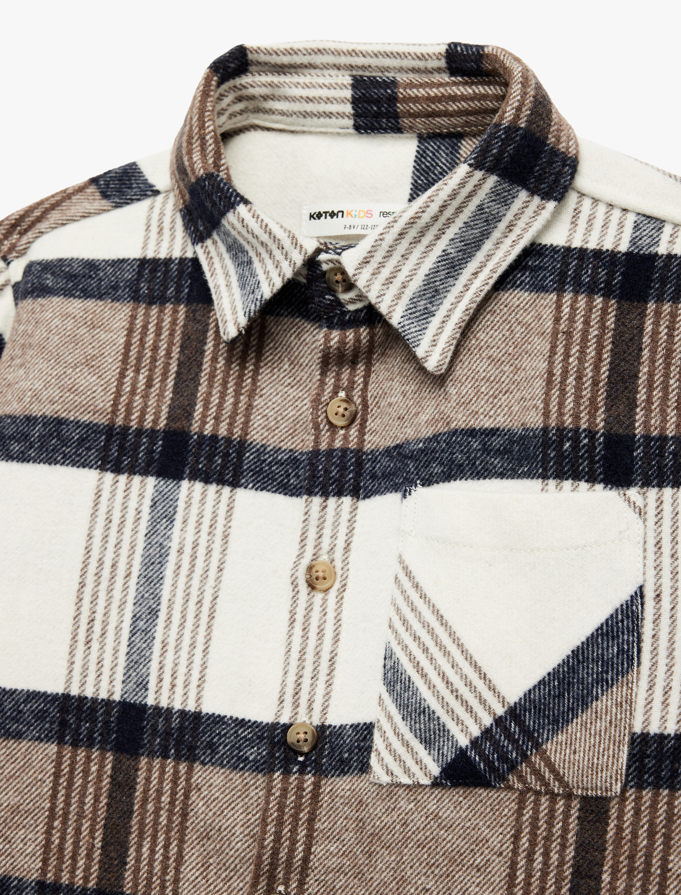  Erkek Çocuk Flanel Kumaş Cepli Uzun Kollu Klasik Yaka Oduncu Gömleği