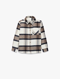 Flanel Kumaş Cepli Uzun Kollu Klasik Yaka Oduncu Gömleği