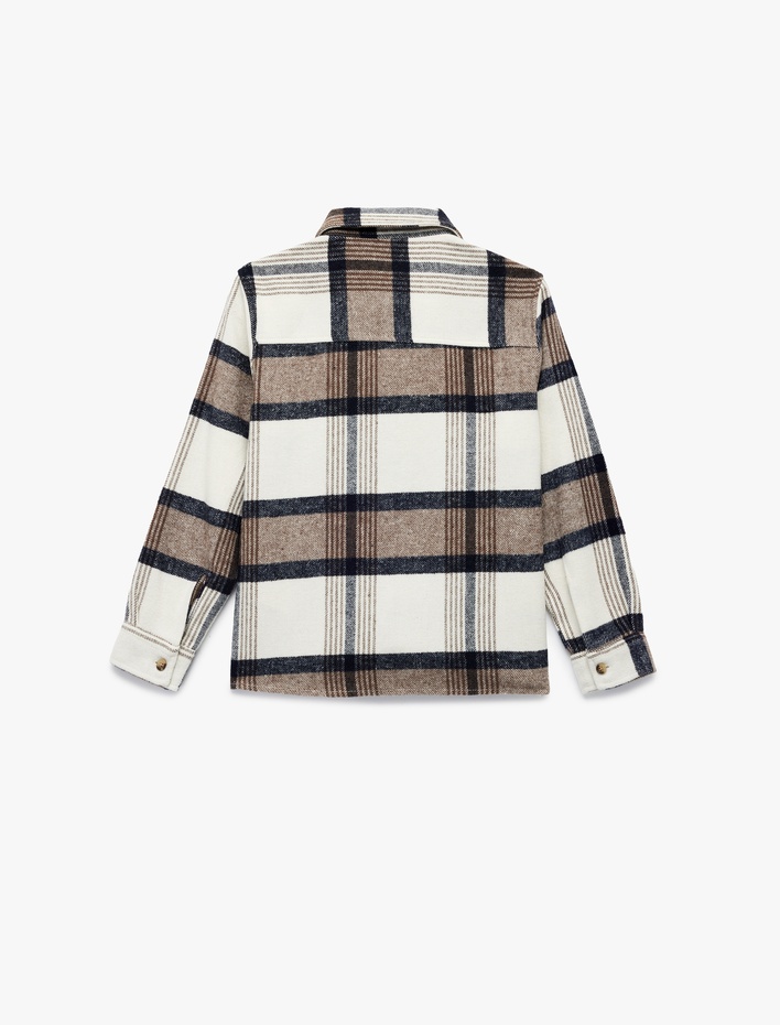 Erkek Çocuk Flanel Kumaş Cepli Uzun Kollu Klasik Yaka Oduncu Gömleği