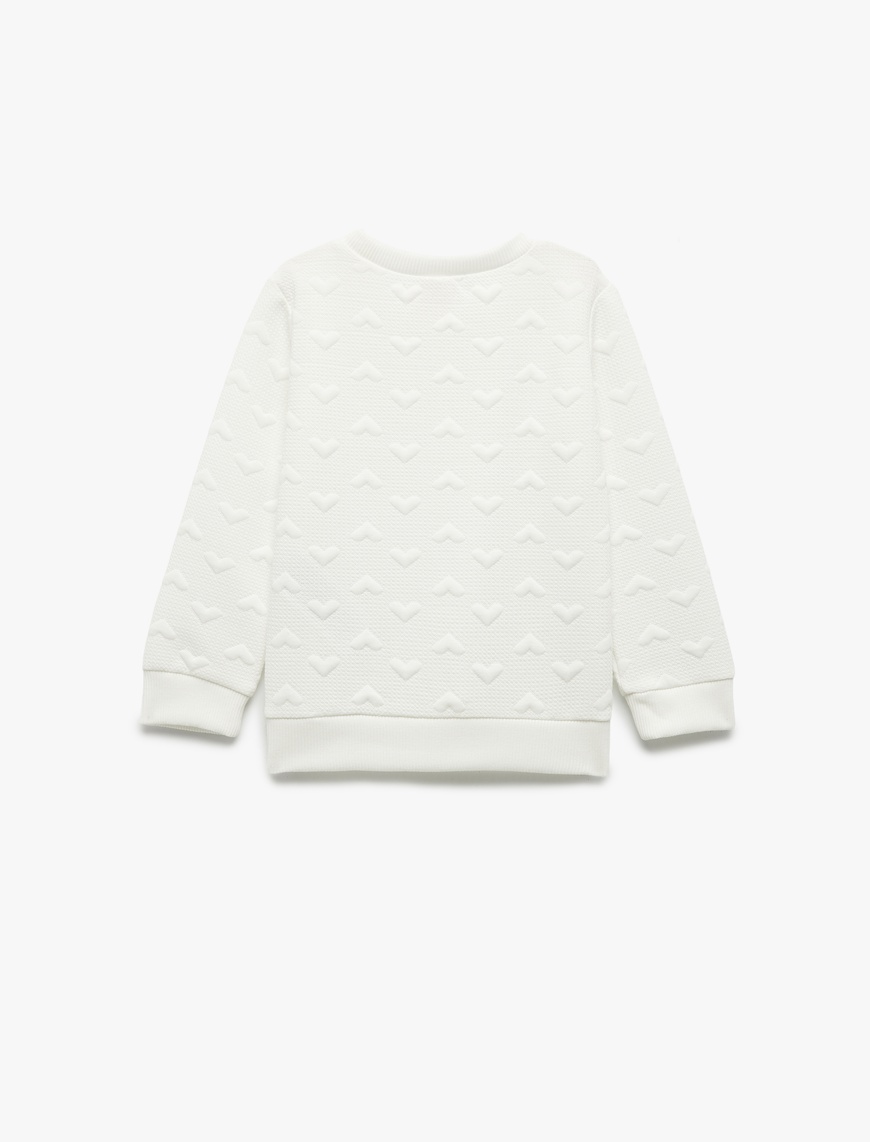  Kız Bebek Kalpli Uzun Kollu Bisiklet Yaka Sweatshirt