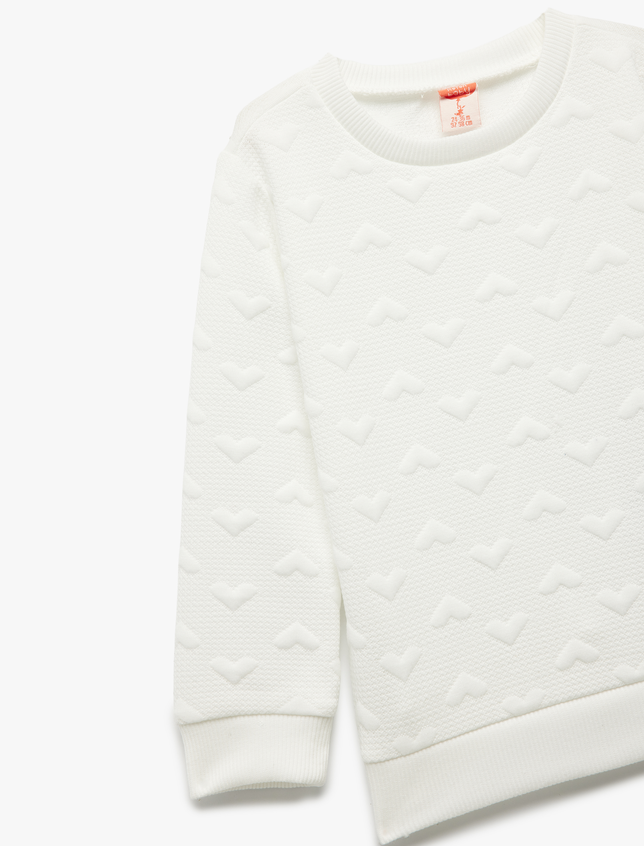  Kız Bebek Kalpli Uzun Kollu Bisiklet Yaka Sweatshirt