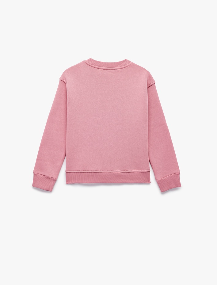 Kız Çocuk Uzun Kollu Bisiklet Yaka Baskılı Sweatshirt