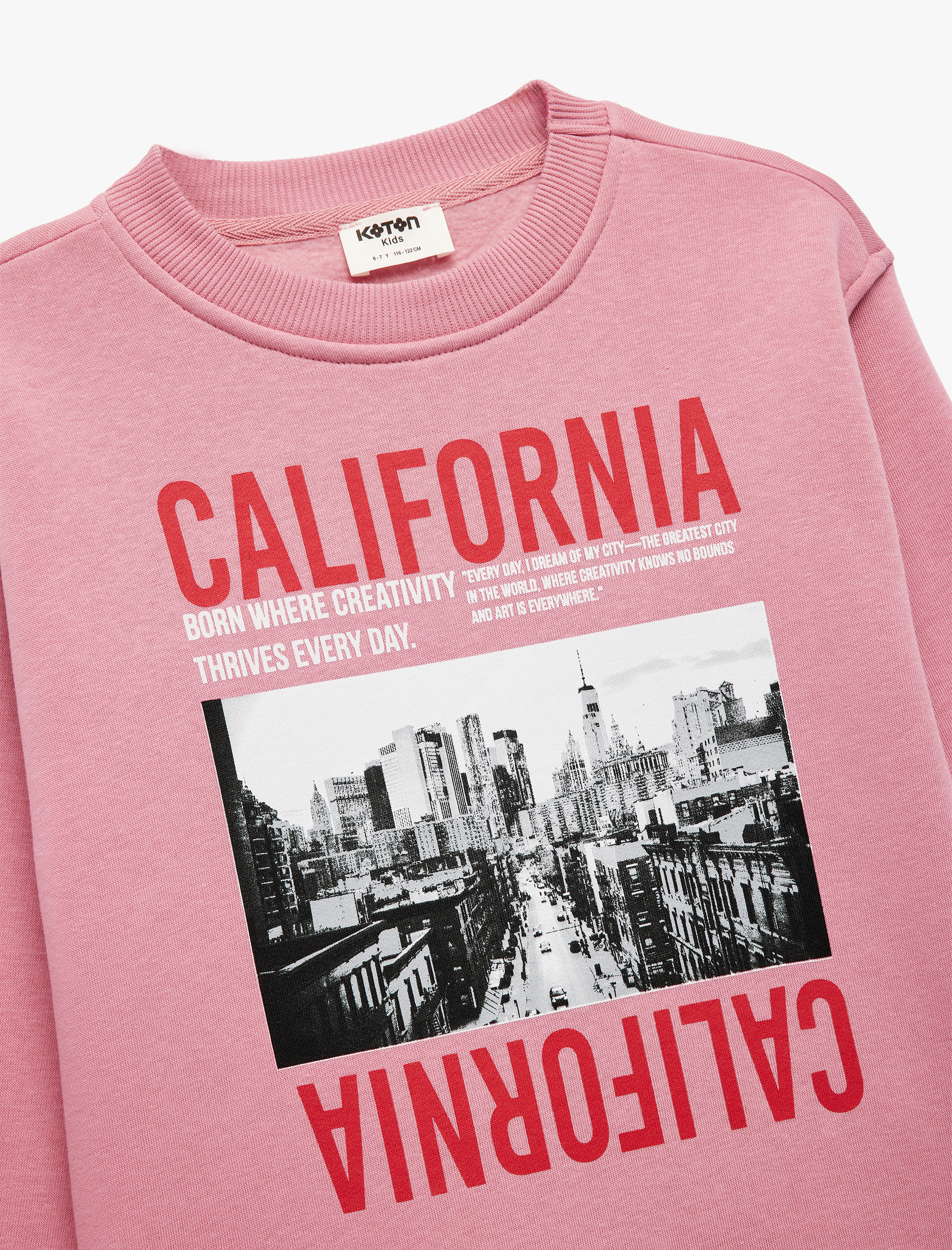  Kız Çocuk Uzun Kollu Bisiklet Yaka Baskılı Sweatshirt