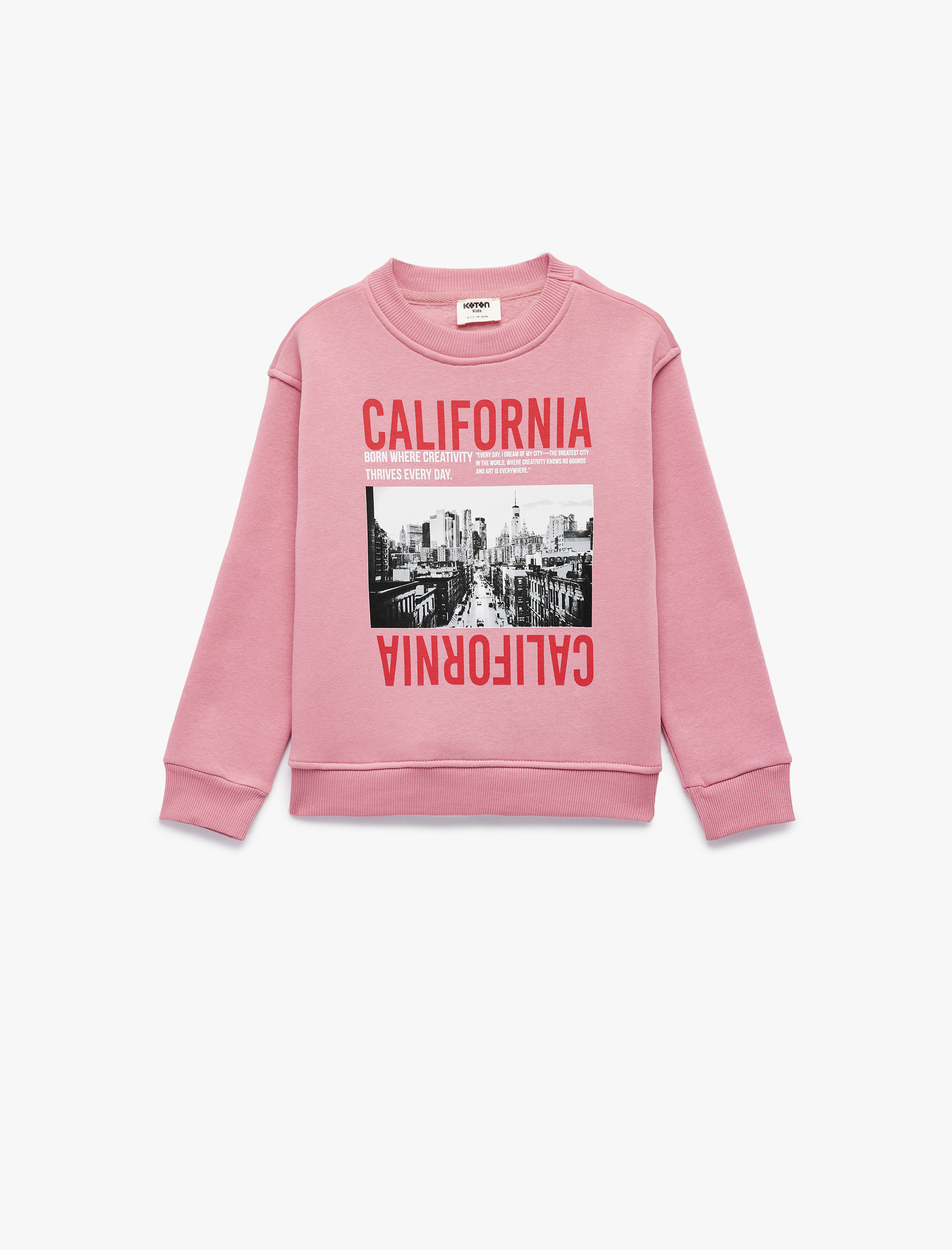  Kız Çocuk Uzun Kollu Bisiklet Yaka Baskılı Sweatshirt