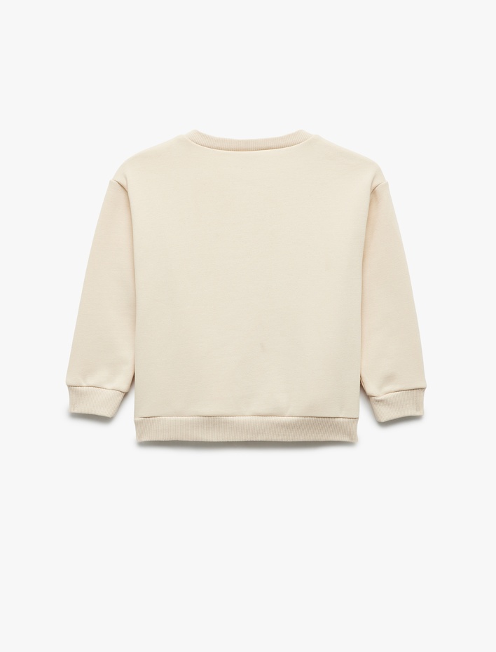 Erkek Bebek Uzun Kollu Şardonlu Bisiklet Yaka Baskılı Sweatshirt