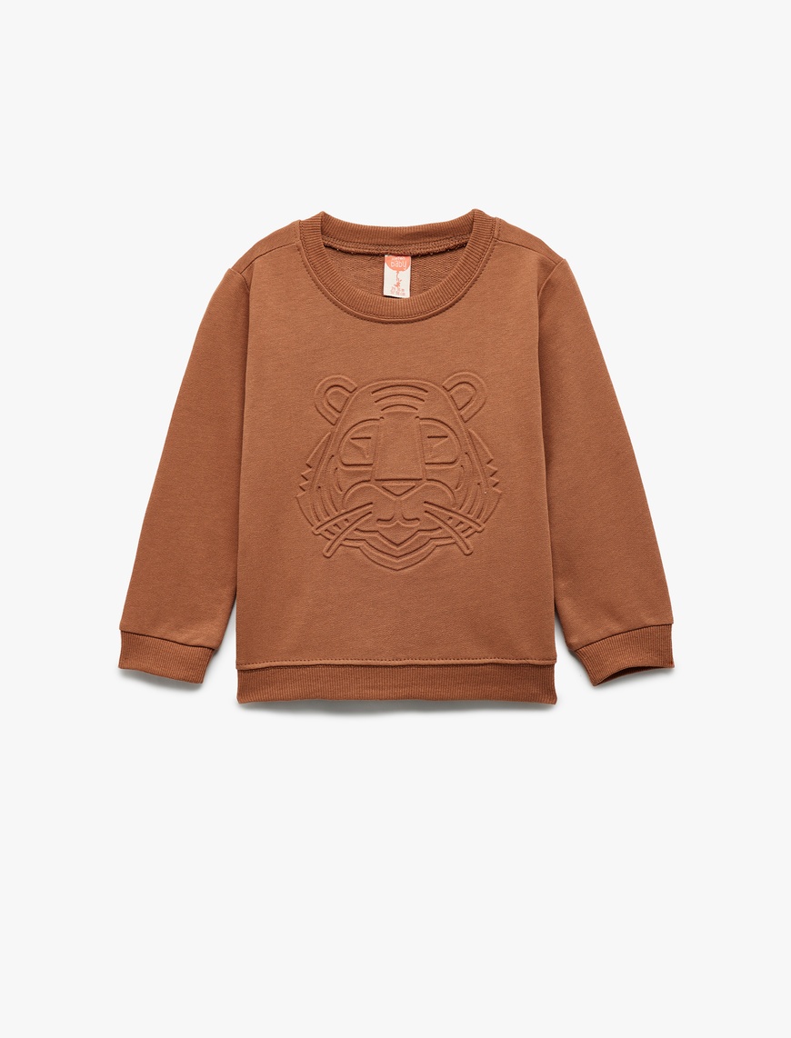  Erkek Bebek Uzun Kollu Bisiklet Yaka Pamuklu Baskılı Sweatshirt