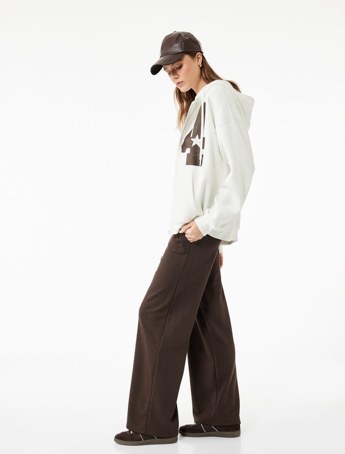  Beli Lastikli Rahat Kalıp Cepli İspanyol Paça Eşofman Altı