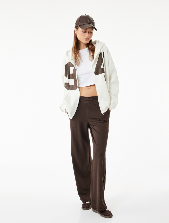  Beli Lastikli Rahat Kalıp Cepli İspanyol Paça Eşofman Altı