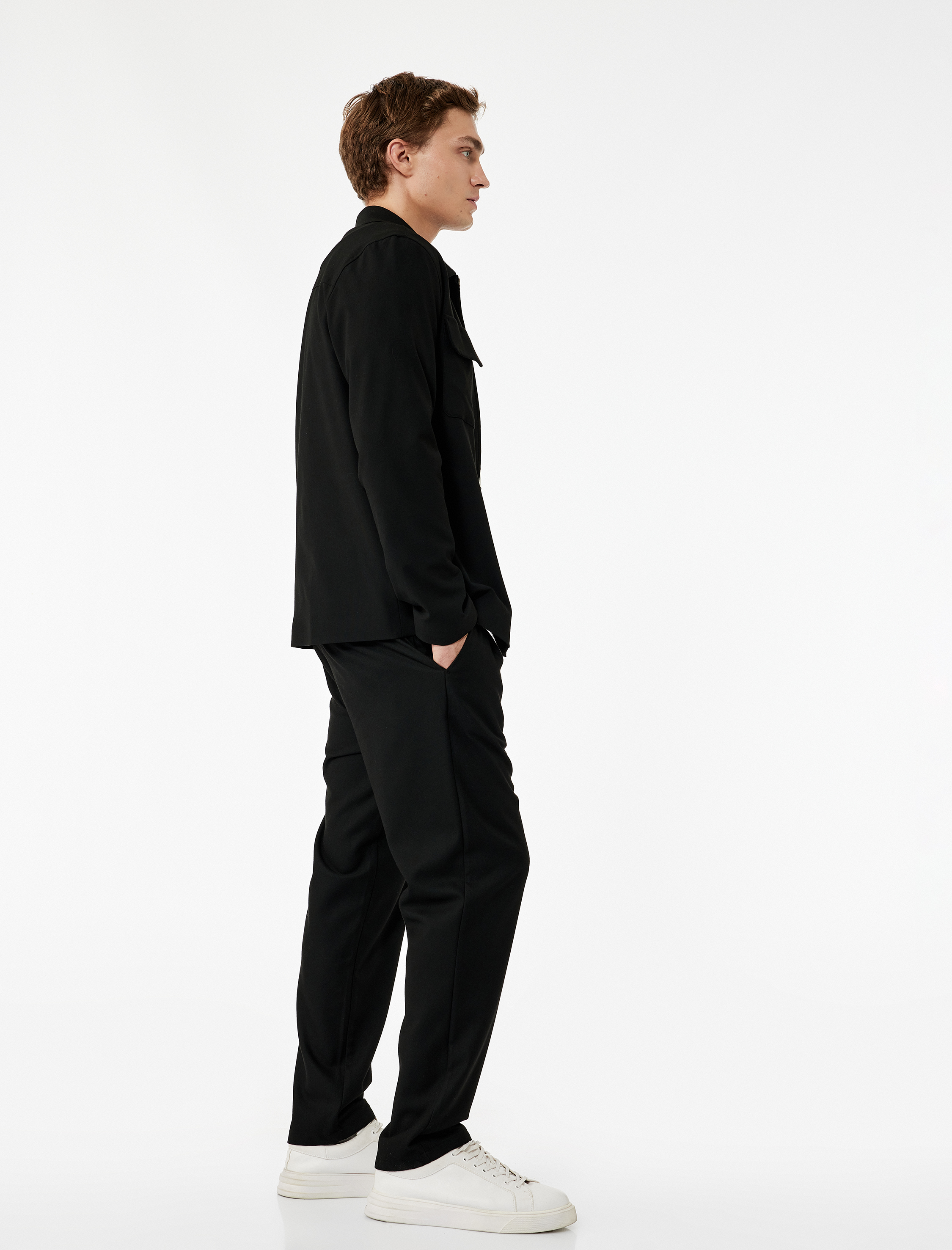   Cep Detaylı Viskon Karışımlı Beli Lastikli Kışlık Pantolon