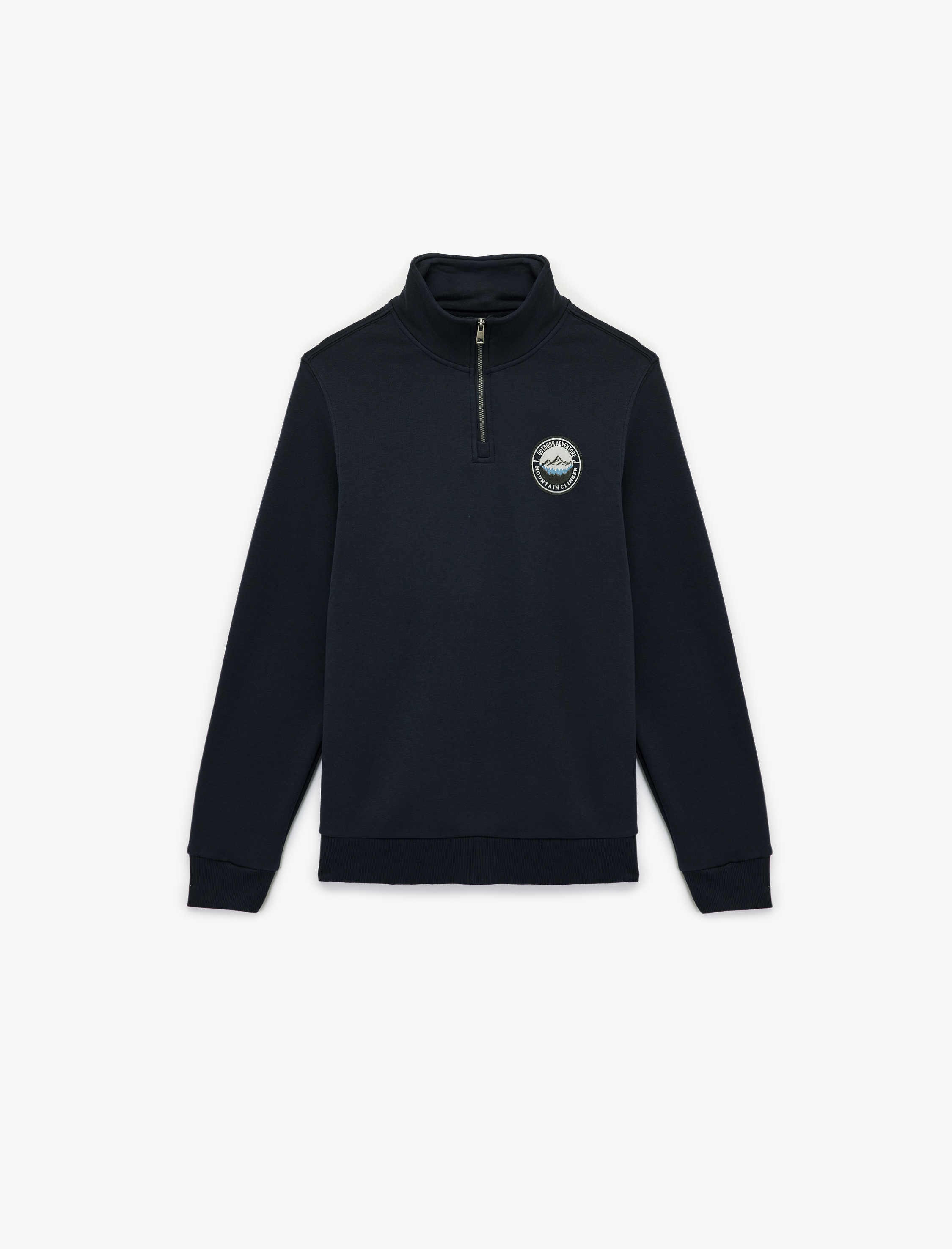   Şardonlu Uzun Kollu Baskılı Yarım Fermuarlı Sweatshirt
