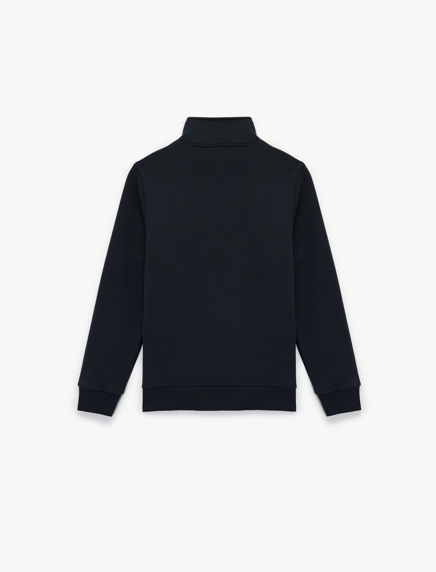   Şardonlu Uzun Kollu Baskılı Yarım Fermuarlı Sweatshirt