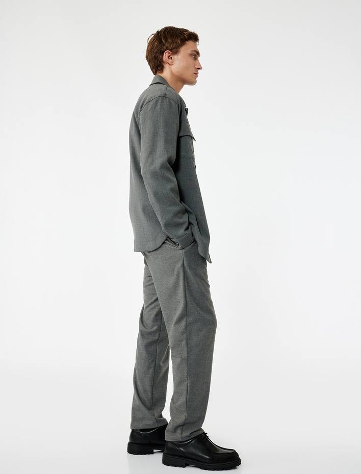  Cep Detaylı Viskon Karışımlı Beli Lastikli Kışlık Pantolon