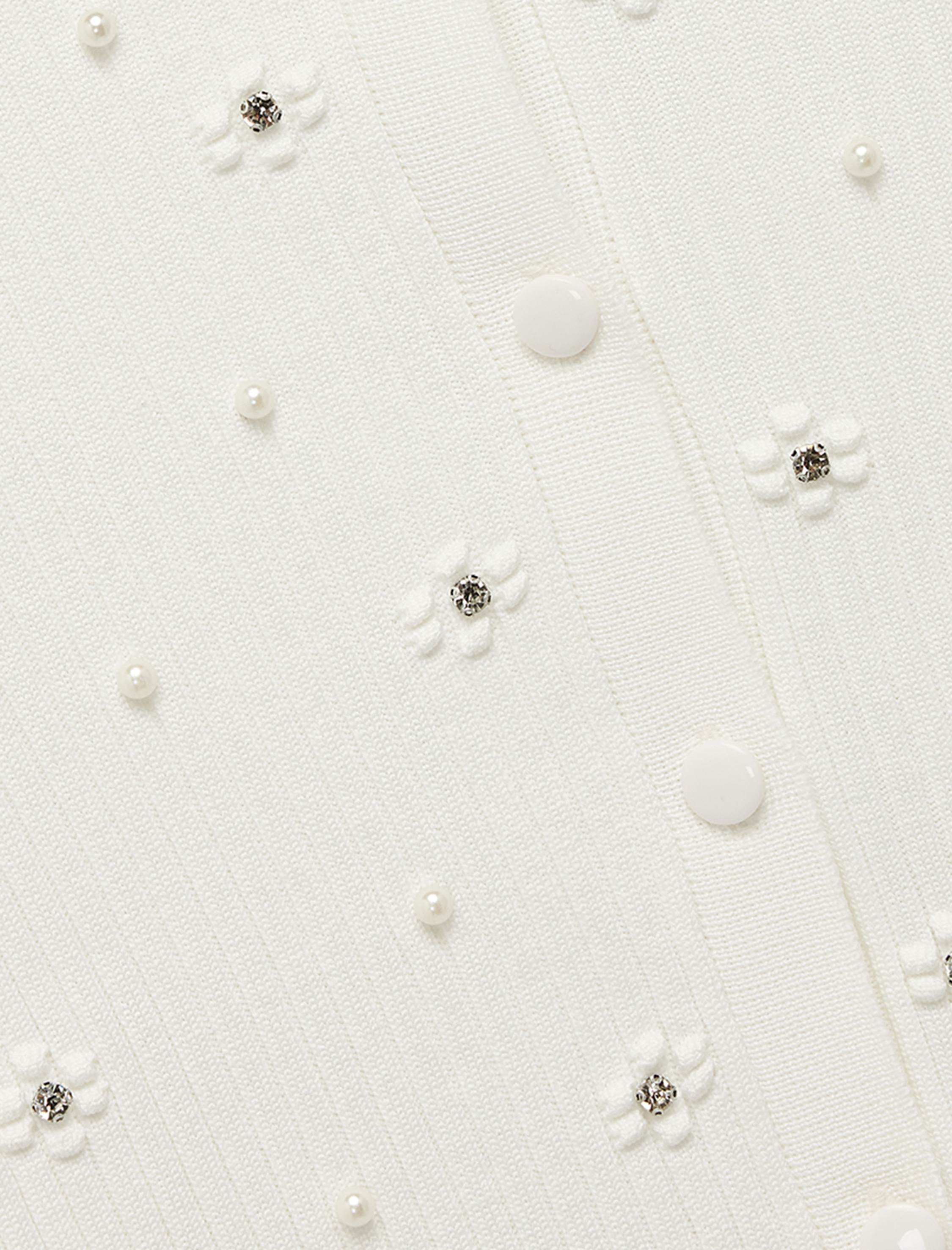   Düğmeli Uzun Kollu Bisiklet Yaka Taşlı Triko Hırka