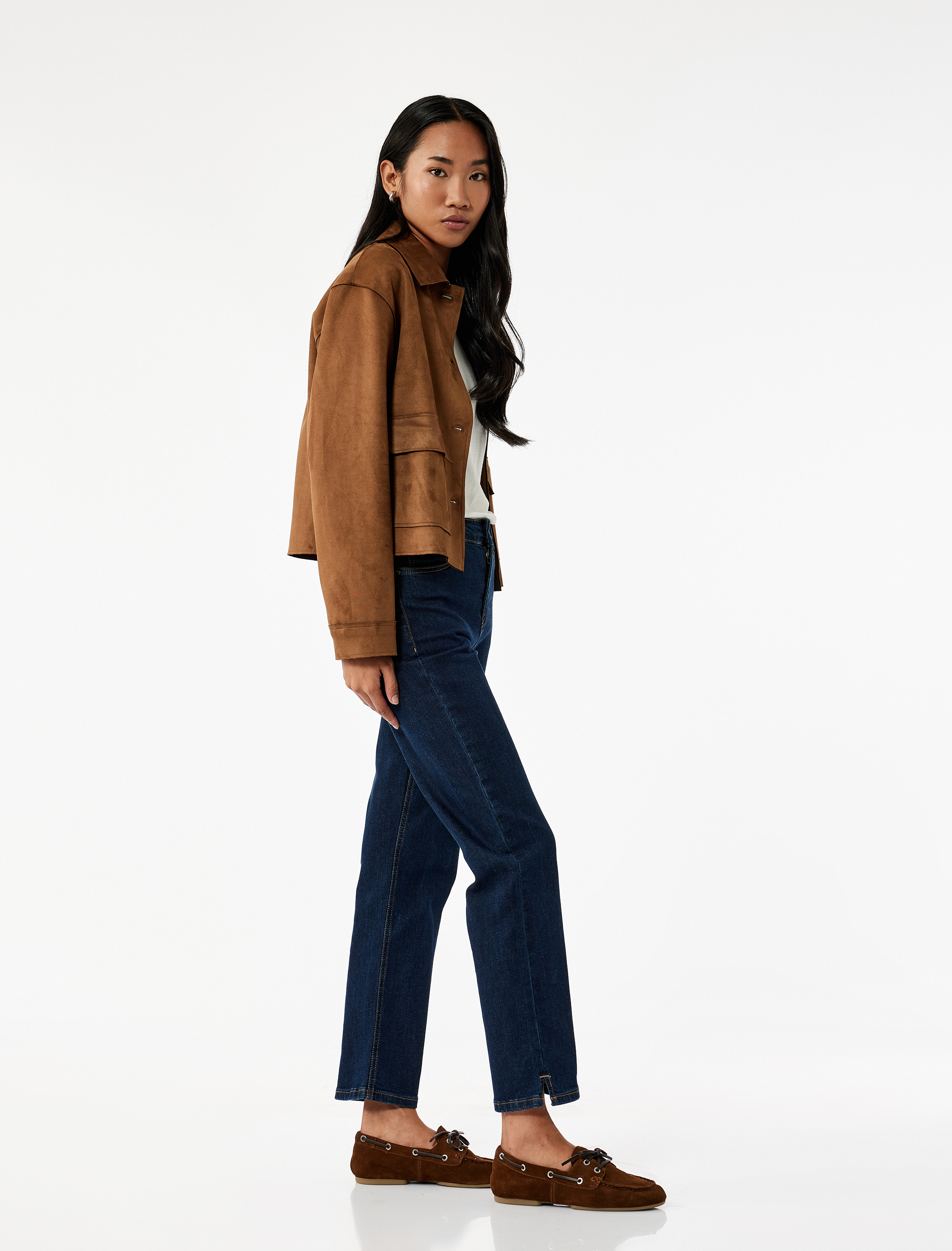   Slim Fit Düz Paça Düğmeli Pamuklu Jean Pantolon - Straight Jeans