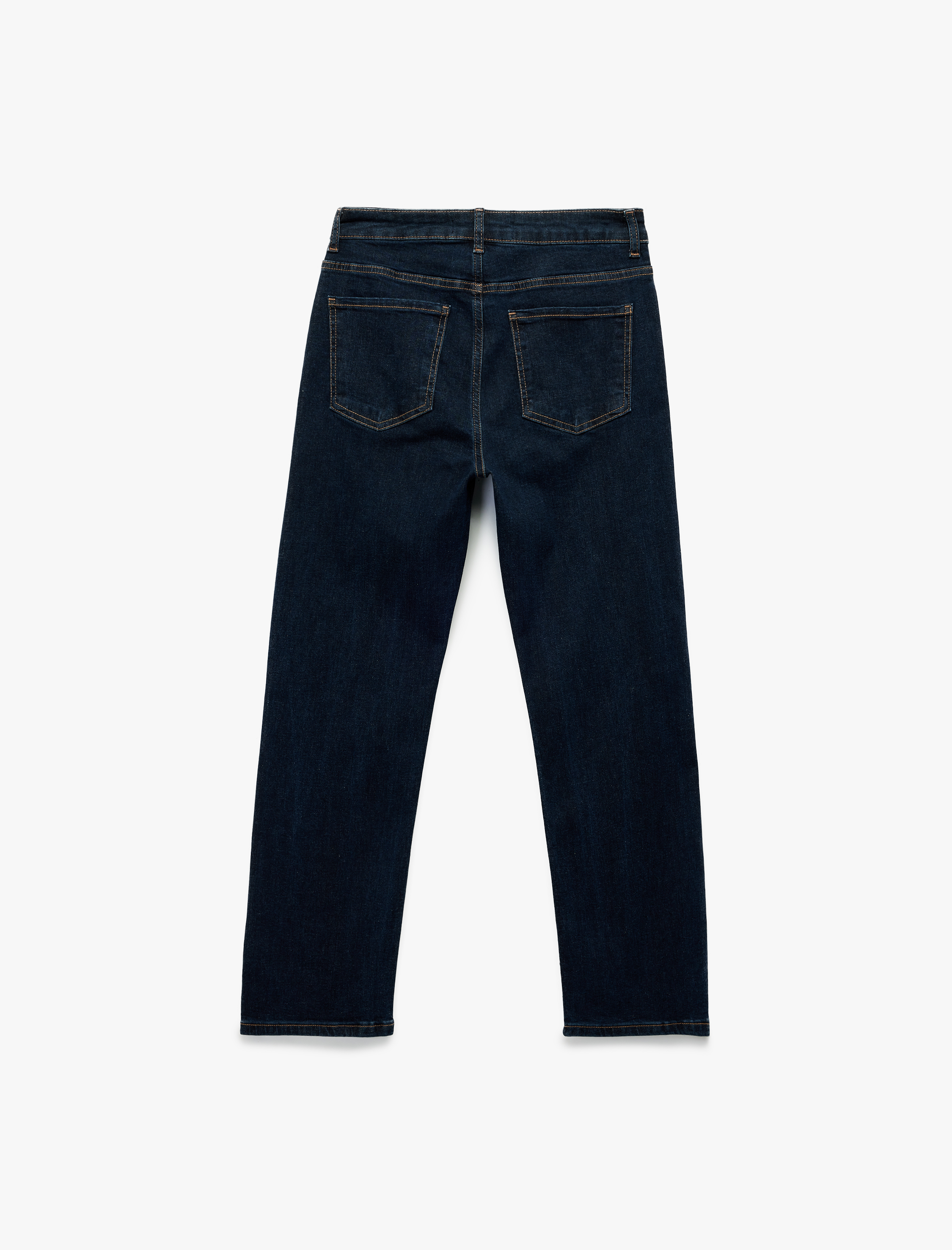   Slim Fit Düz Paça Düğmeli Pamuklu Jean Pantolon - Straight Jeans