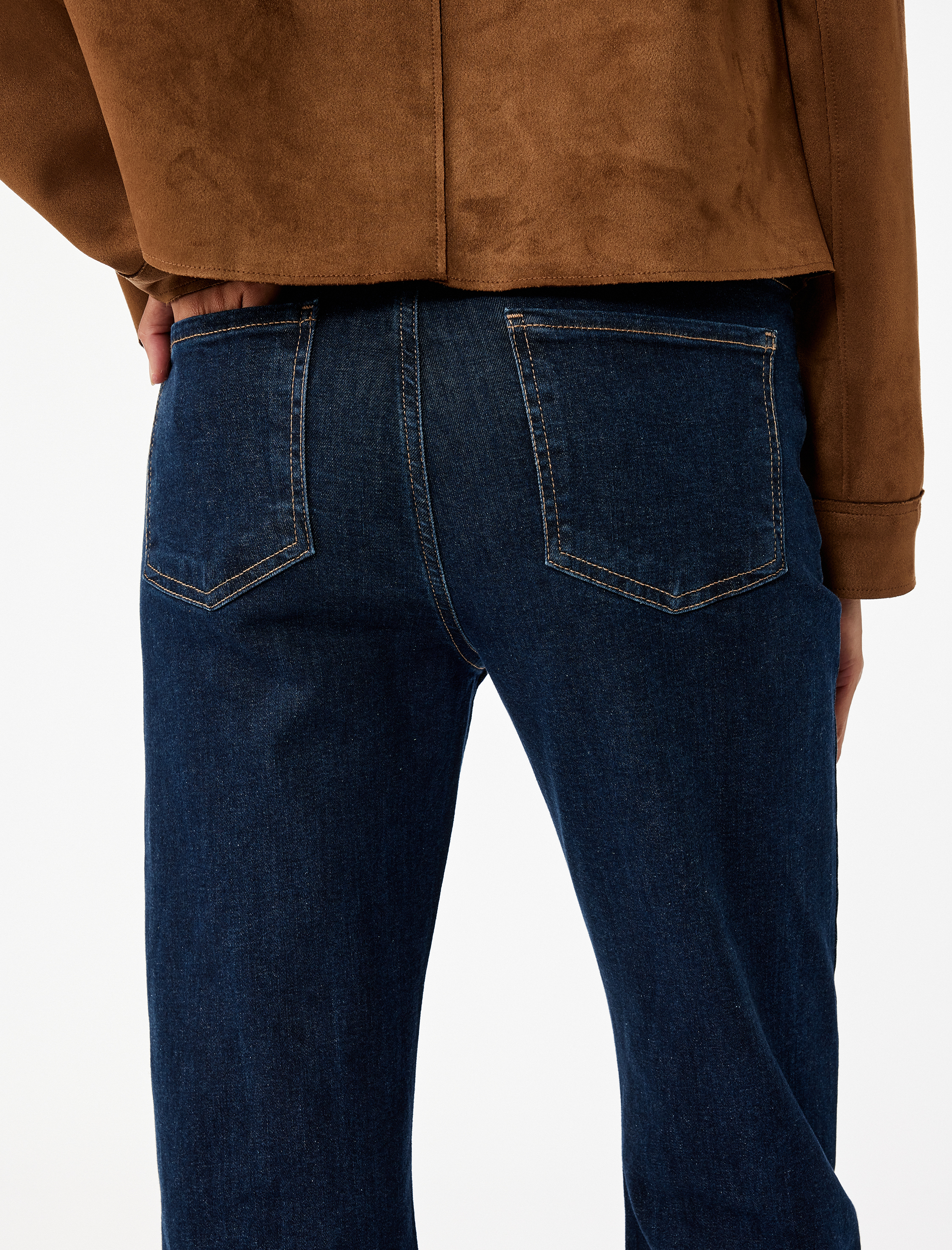   Slim Fit Düz Paça Düğmeli Pamuklu Jean Pantolon - Straight Jeans