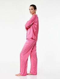 Uzun Rahat Kalıp Kalpli Saten Pijama Altı