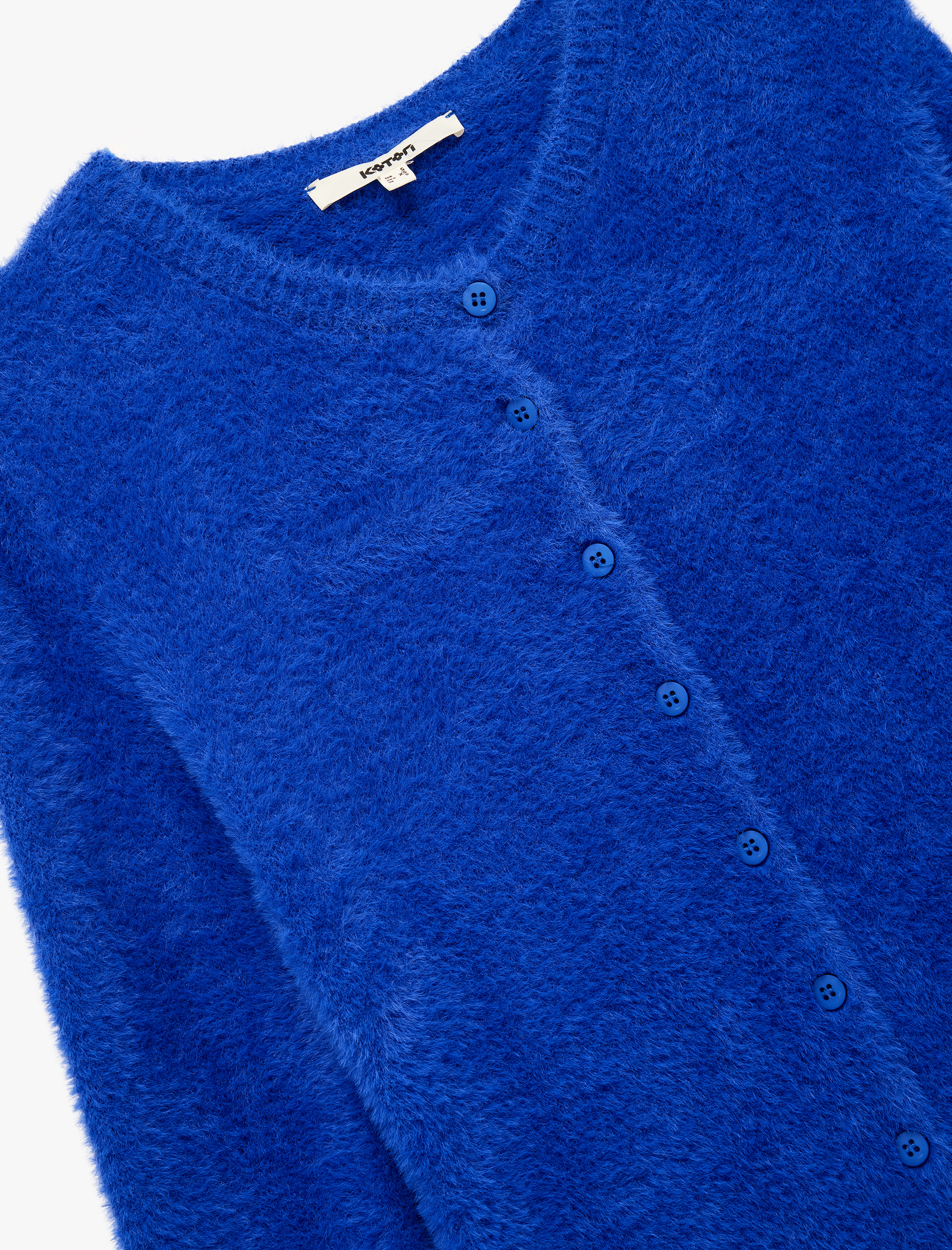   Uzun Kollu Bisiklet Yaka Düğmeli Peluş Triko Hırka