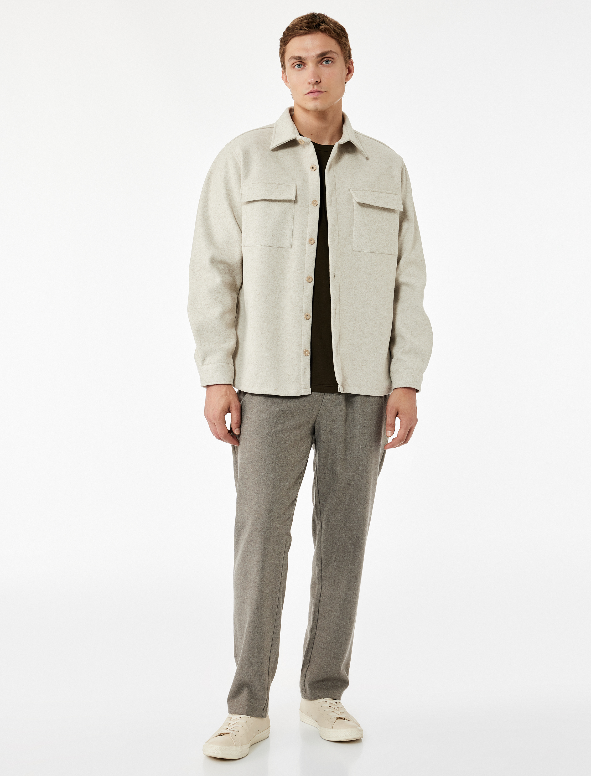   Cep Detaylı Viskon Karışımlı Beli Lastikli Kışlık Pantolon