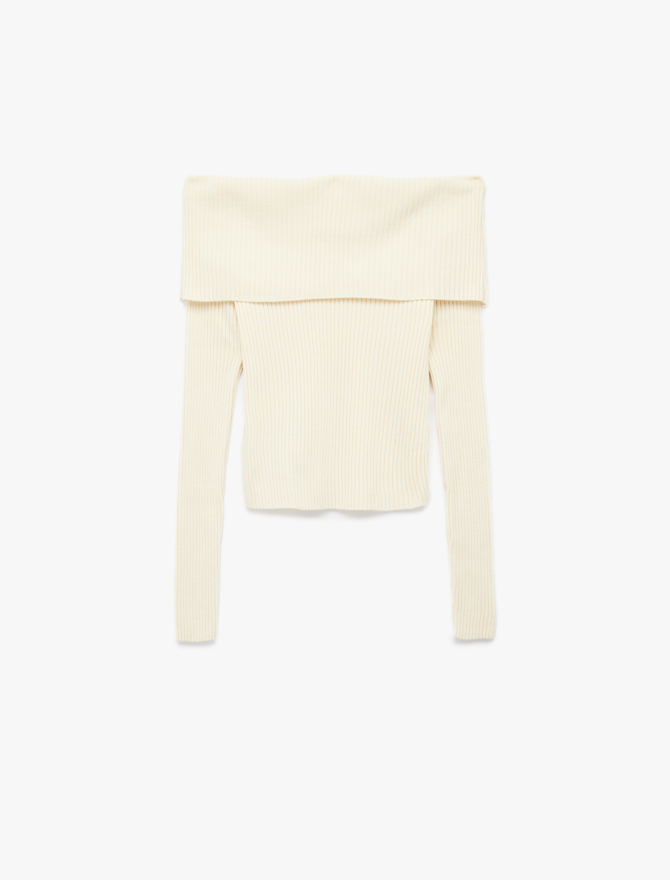   Uzun Kollu Slim Fit Omzu Açık Fitilli Triko Kazak