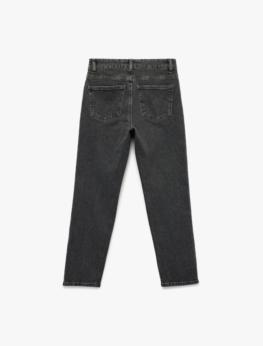  Standart Bel Düz Paça Düğmeli Cepli Straight Fit Jean Pantolon - Straight Jeans