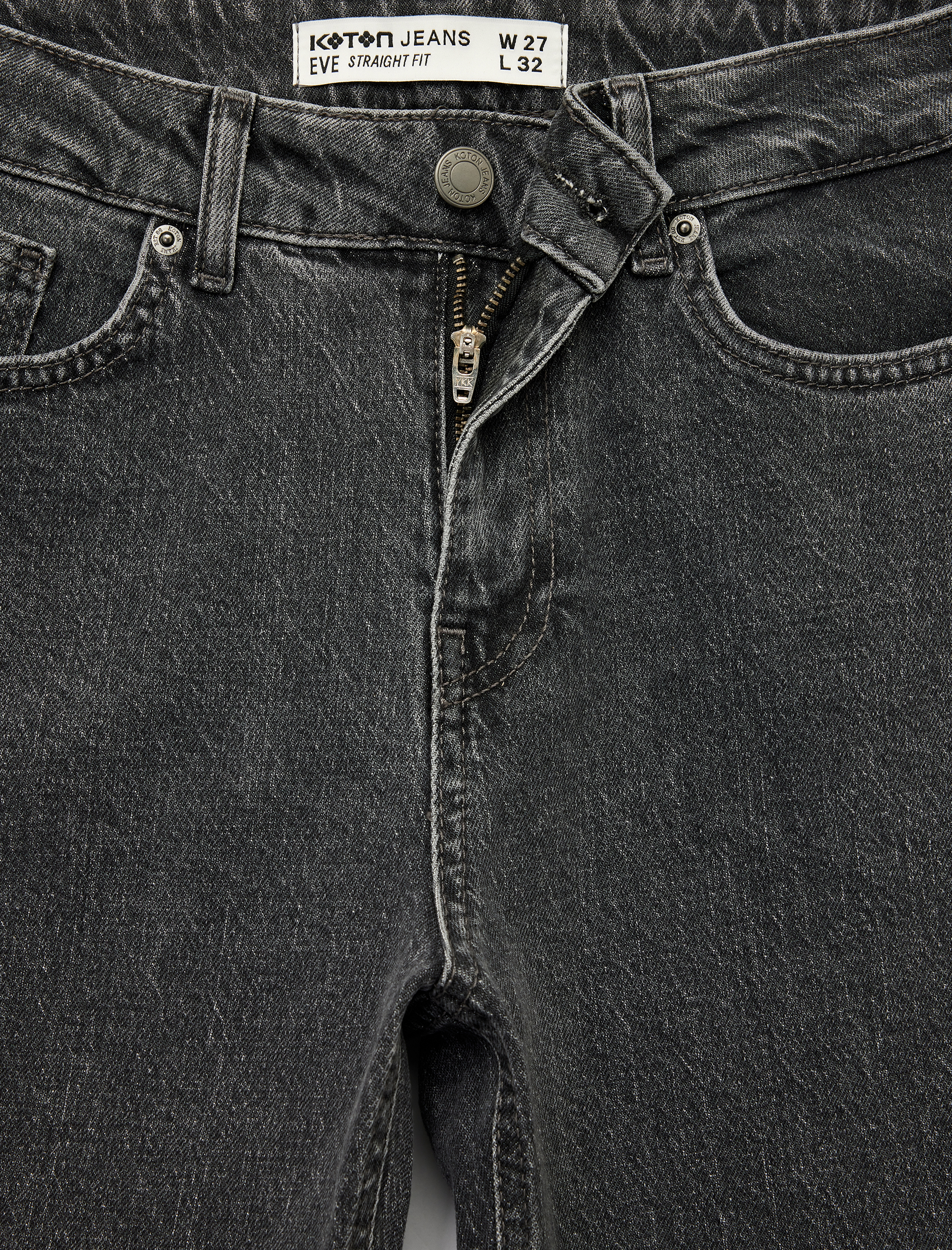   Standart Bel Düz Paça Düğmeli Cepli Straight Fit Jean Pantolon - Straight Jeans