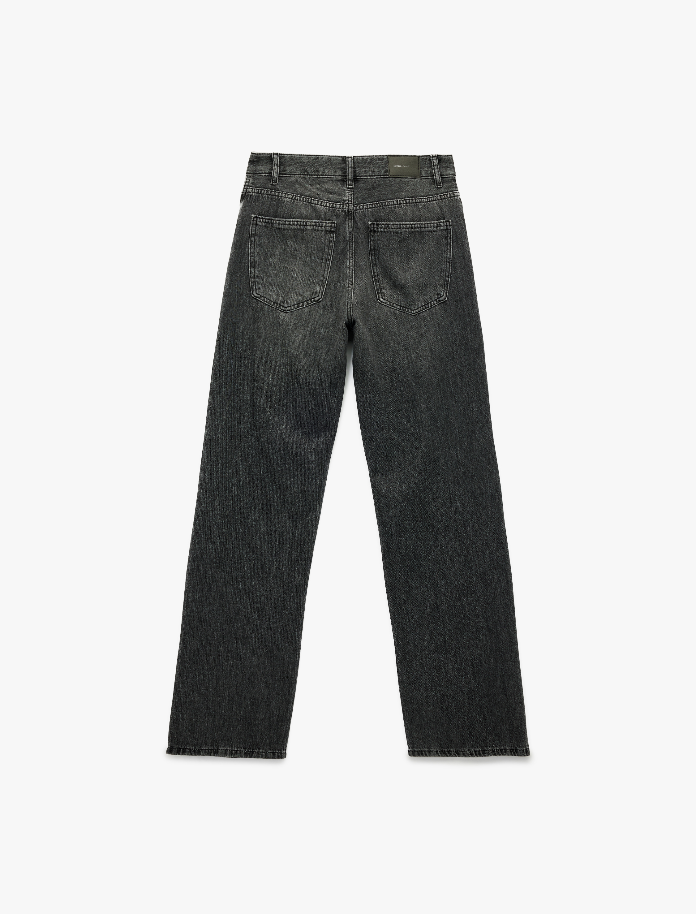   Yıkamalı Cepli Normal Bel Düz Paça Jean Pantolon -  Longer Straight Fit Jean