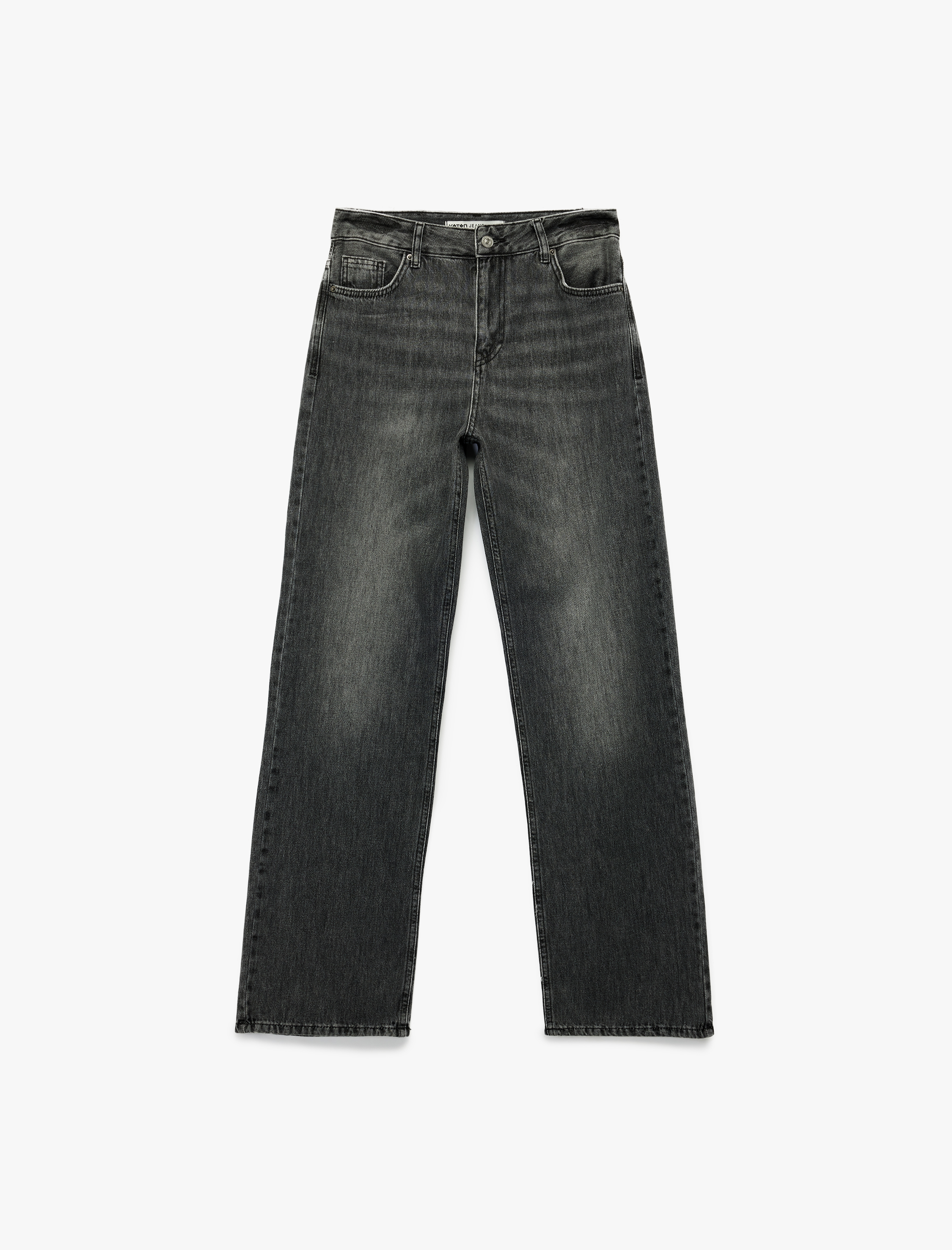   Yıkamalı Cepli Normal Bel Düz Paça Jean Pantolon -  Longer Straight Fit Jean