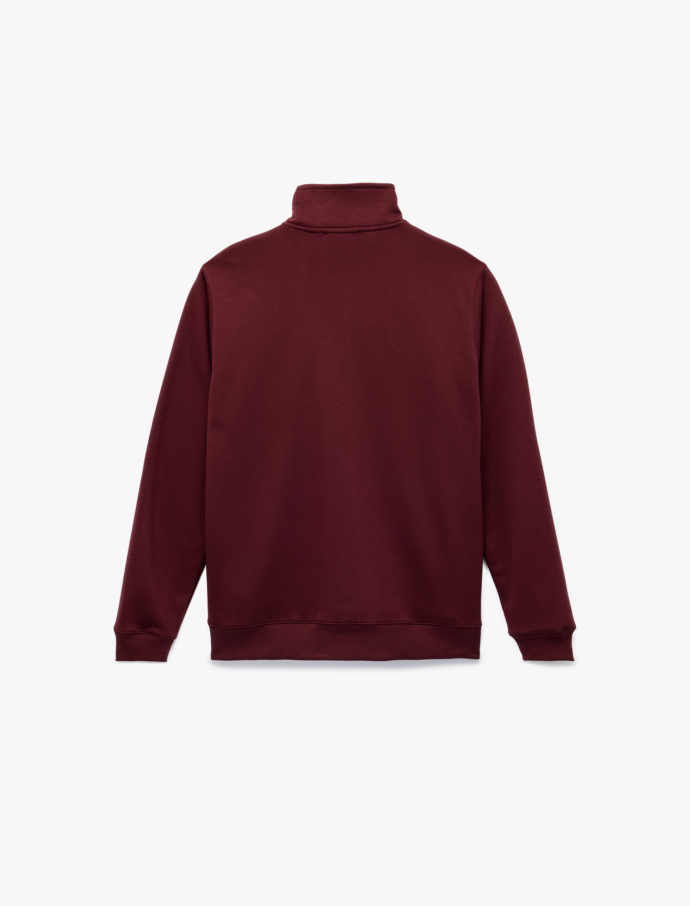  Uzun Kollu Şardonlu Basic Yarım Fermuarlı Sweatshirt