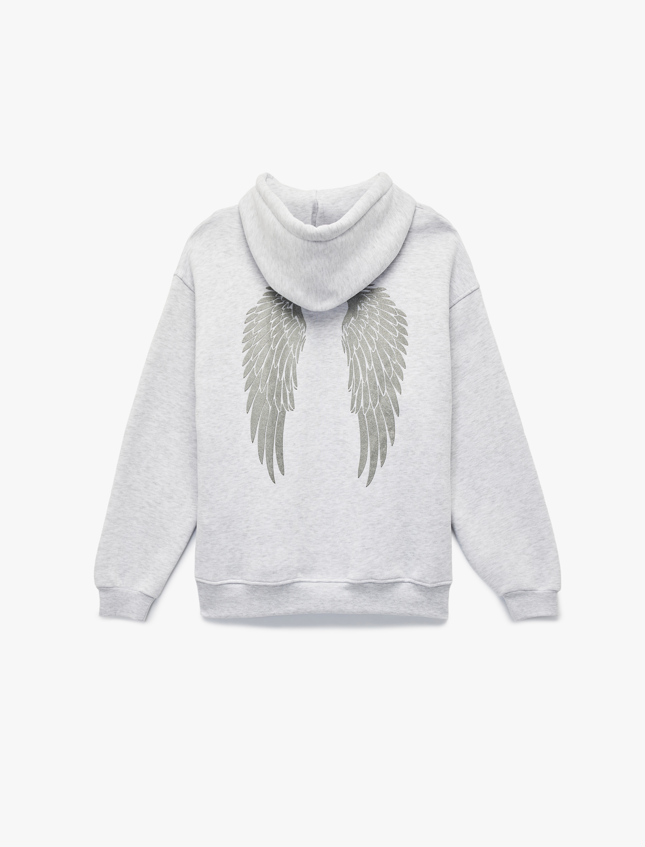   Şardonlu Kapüşonlu Kanguru Cepli Arkası Baskılı Oversize Sweatshirt