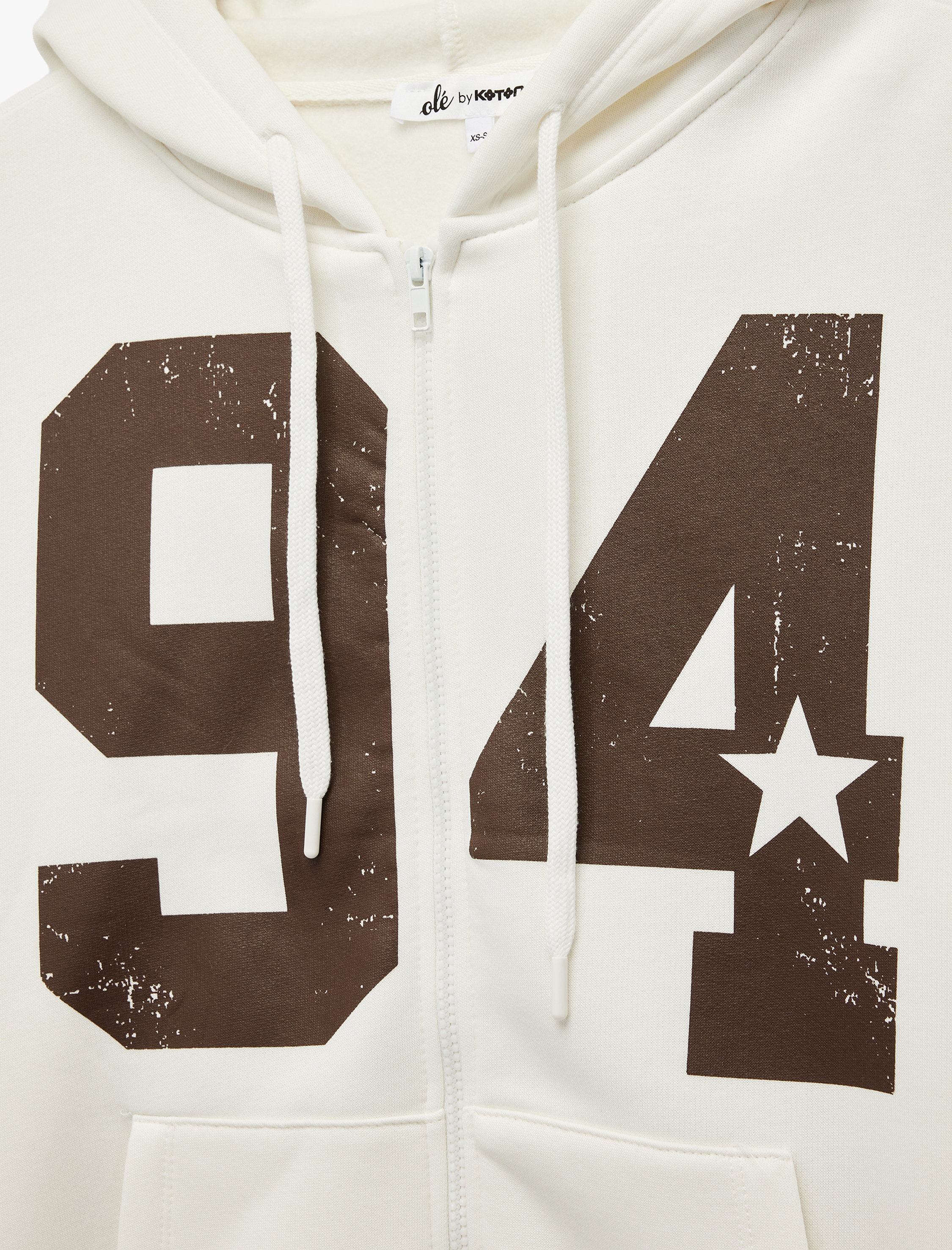   Şardonlu Kapüşonlu Baskılı Kanguru Cepli Oversize Fermuarlı Sweatshirt