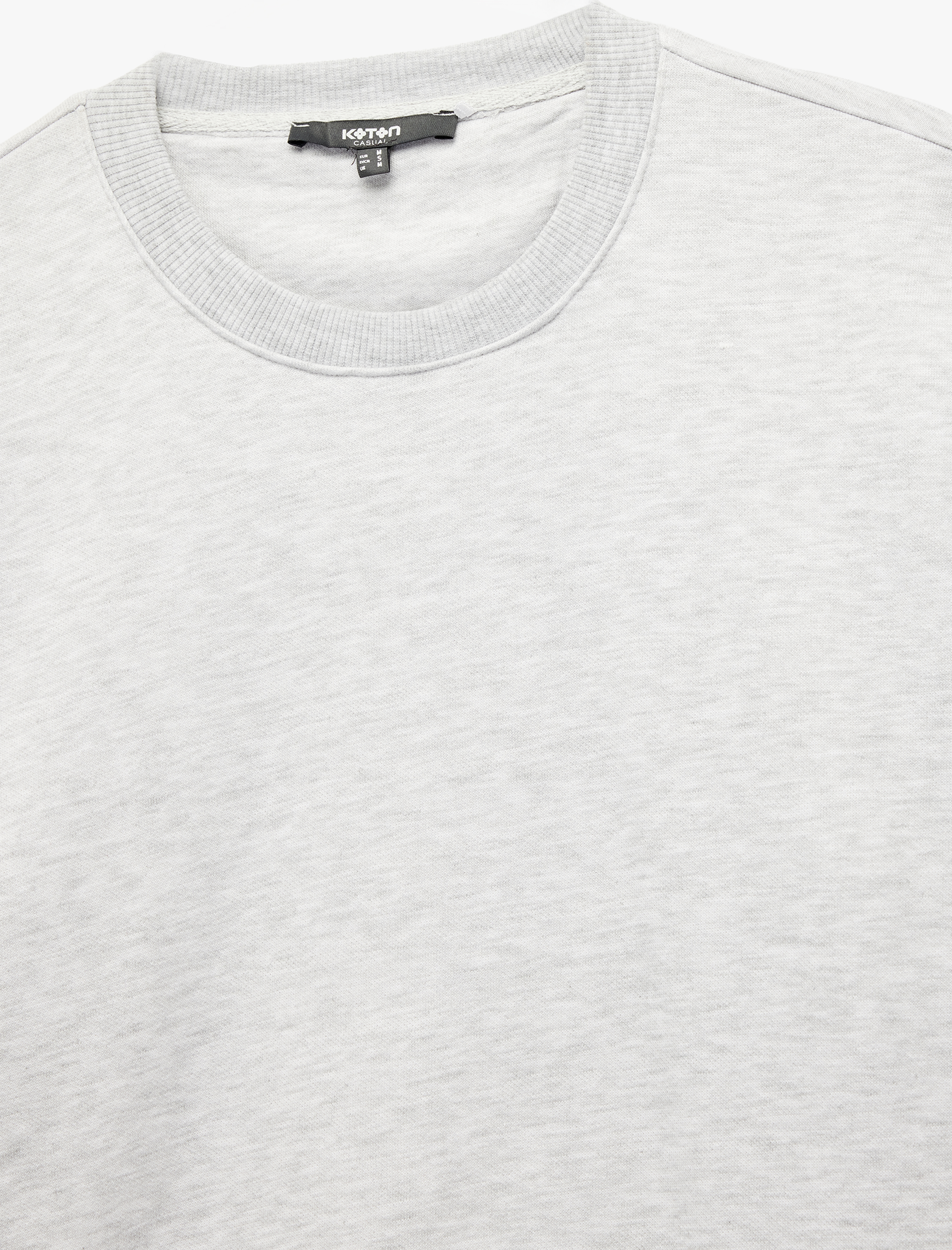   Pamuklu Uzun Kollu Şardonlu Bisiklet Yaka Erkek Basic Sweatshirt