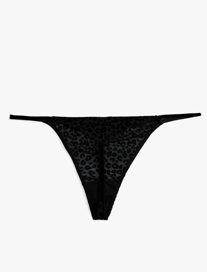  Leopar Desenli Tül String Külot