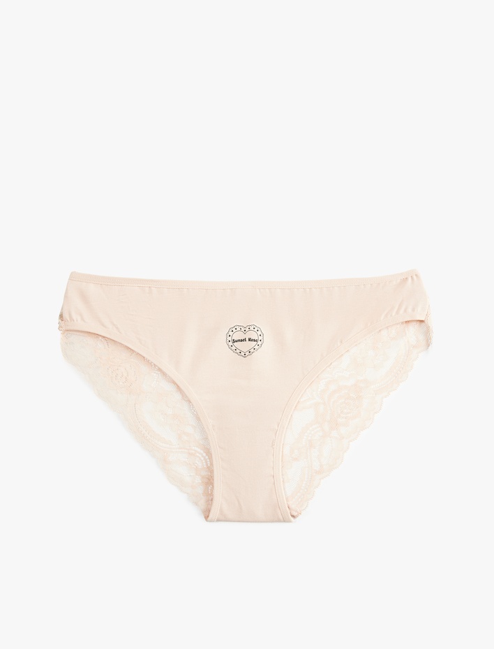  Arkası Dantel Detaylı Baskılı Brazilian Külot