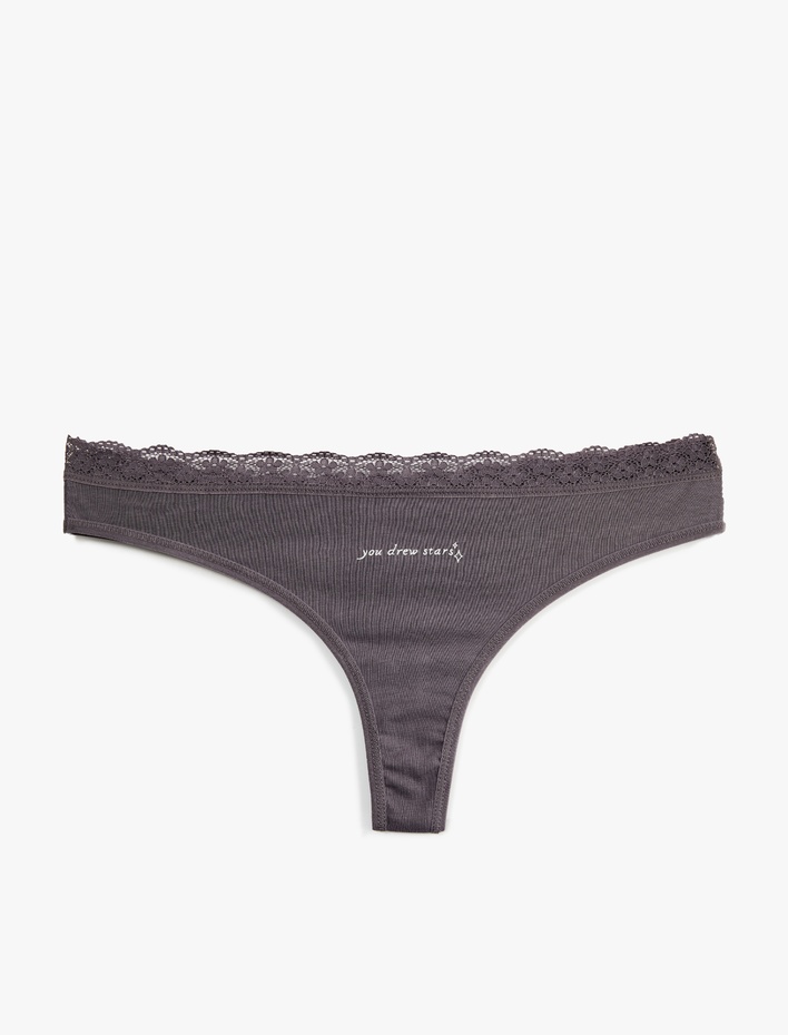  Dantel Detaylı Pamuklu Fitilli String Külot