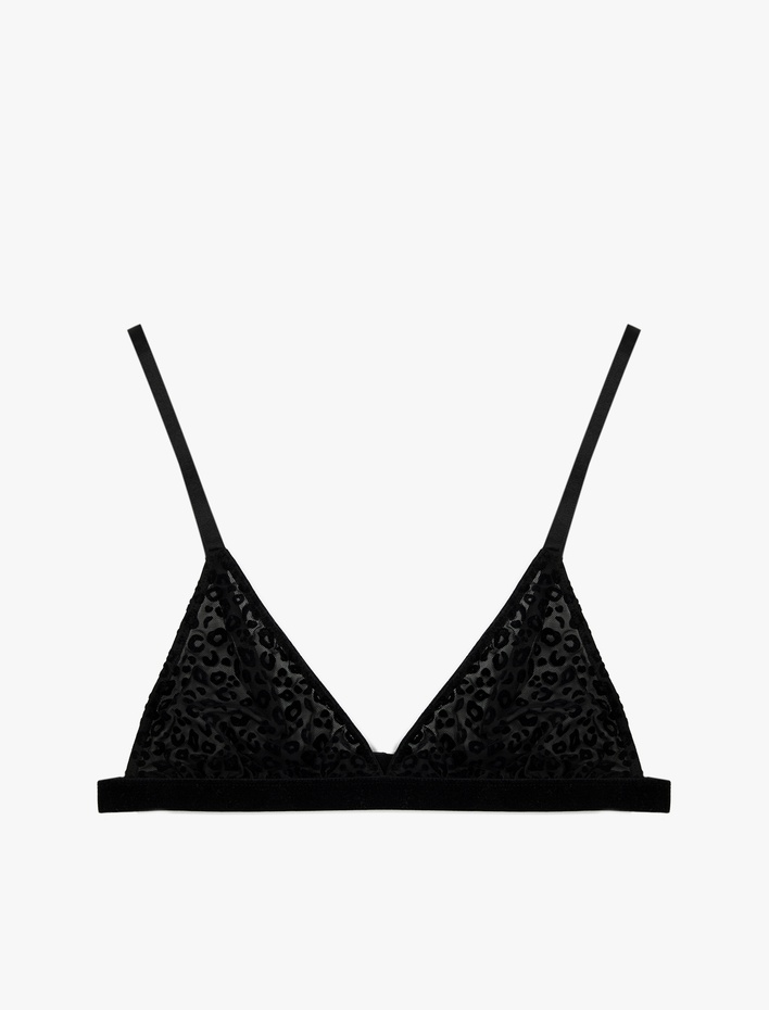  Rahat Kalıp Leopar Dokulu Tül Üçgen Bralet Sütyen