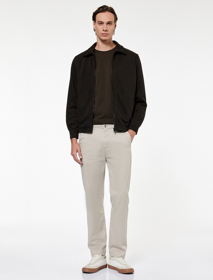  Viskon Karışımlı Cep Detaylı Fermuarlı Gömlek Yaka Mevsimlik Ceket