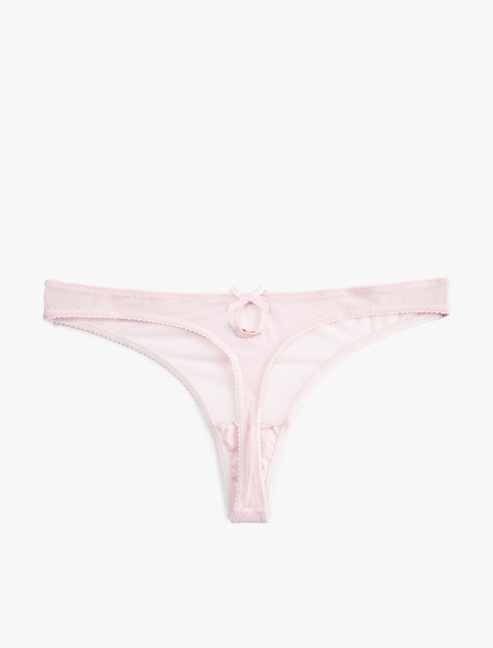  Biber İşleme Detaylı Tül String Külot