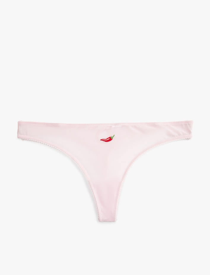  Biber İşleme Detaylı Tül String Külot