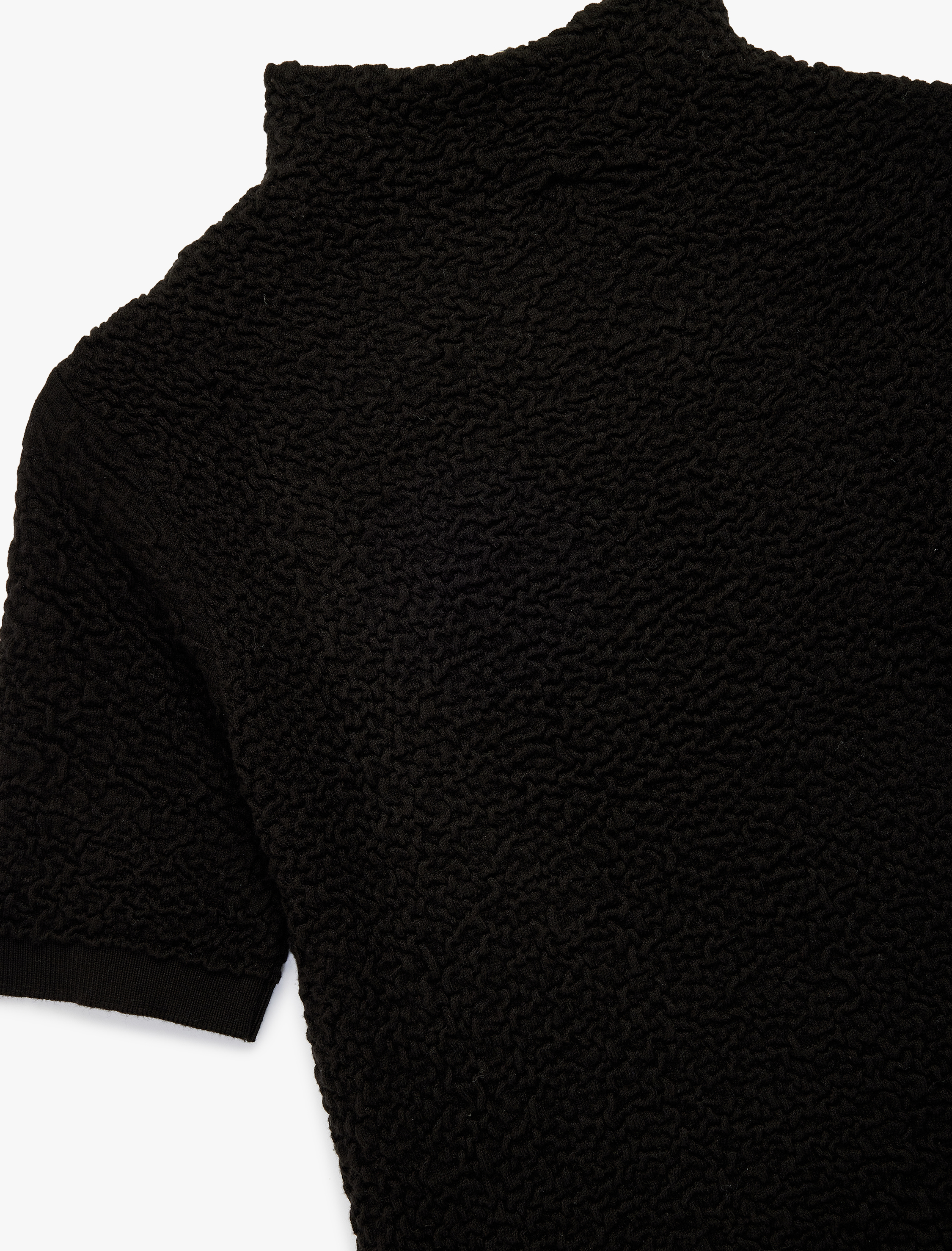   Regular Fit Kısa Kollu Dik Yaka Dokulu Triko Kazak