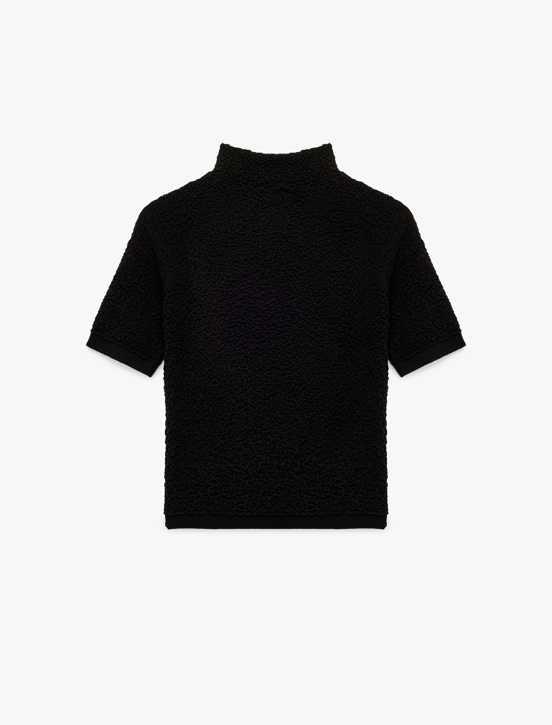   Regular Fit Kısa Kollu Dik Yaka Dokulu Triko Kazak