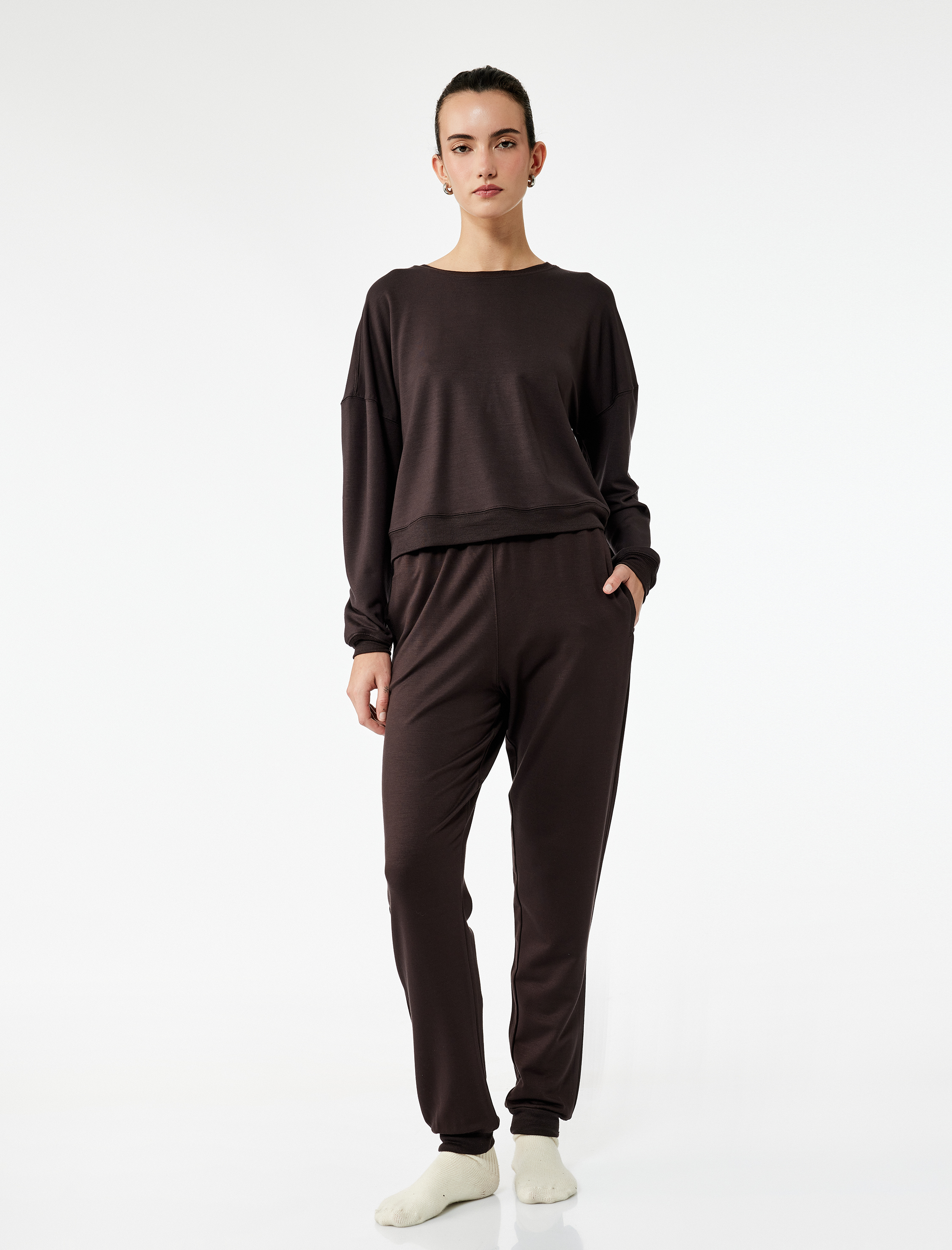 Modal Kumaş Slim Fit Cepli Jogger Pijama Altı