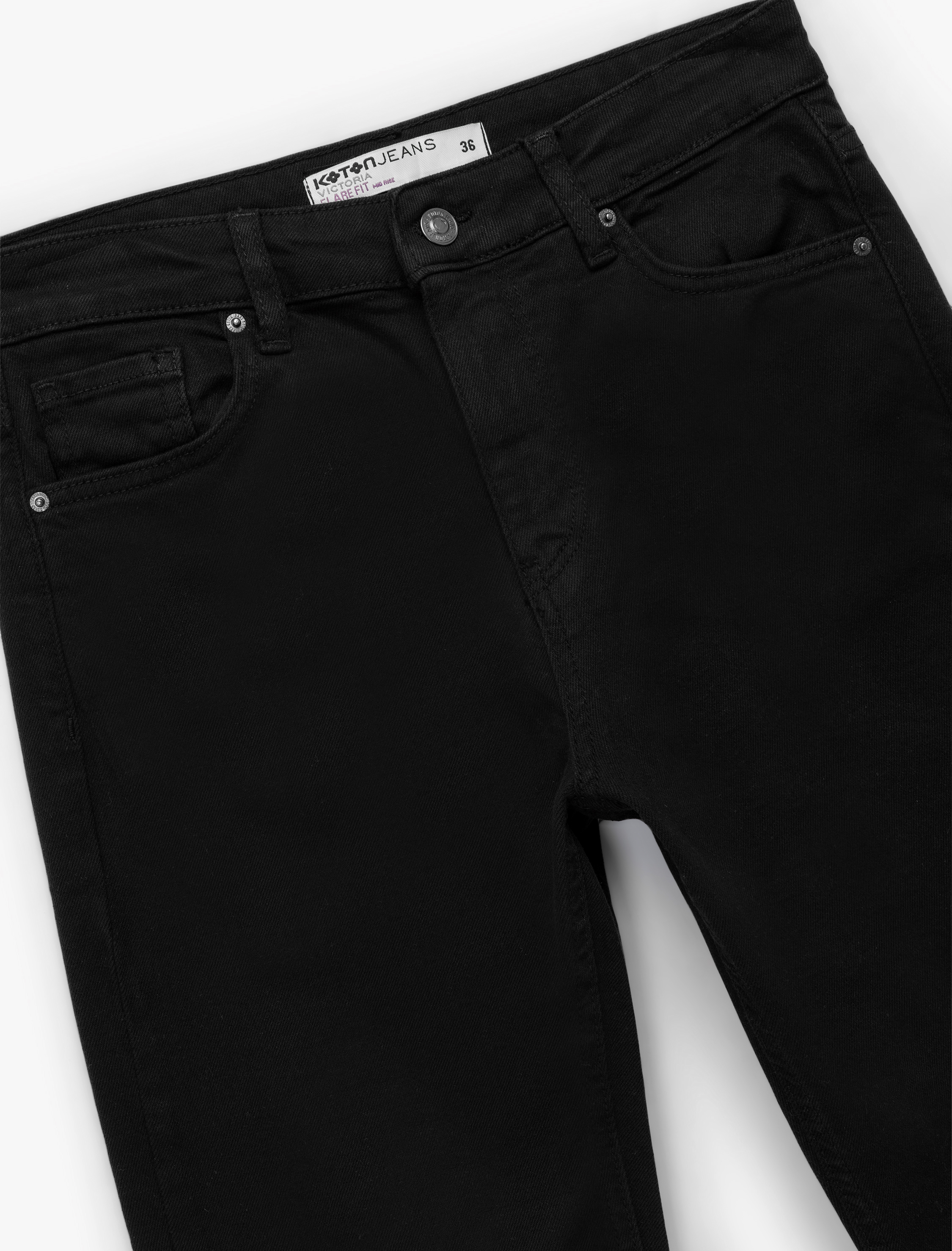   Yüksek Bel Dar Kalıp Pamuklu İspanyol Paça Jean Pantolon - Flare Jeans