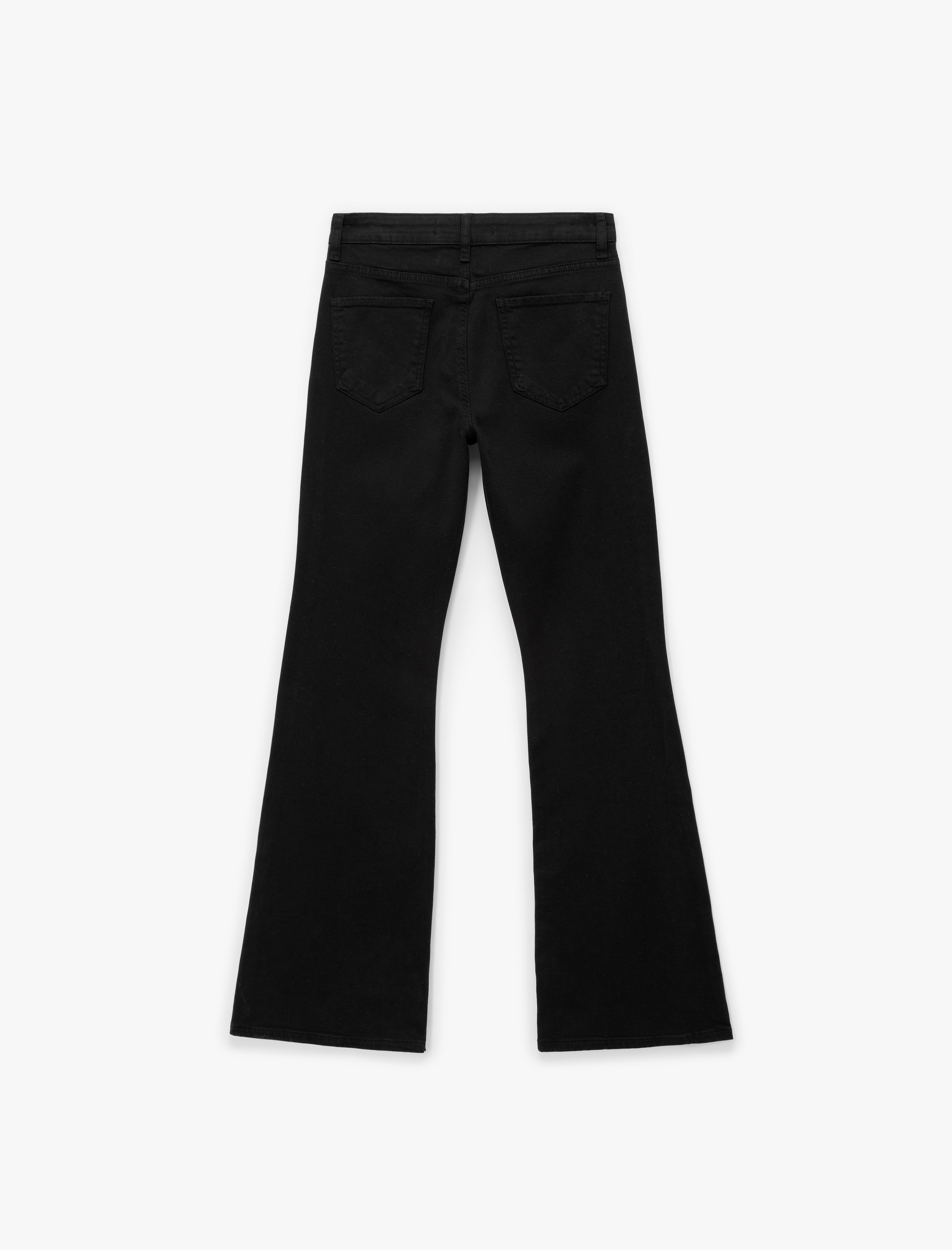   Yüksek Bel Dar Kalıp Pamuklu İspanyol Paça Jean Pantolon - Flare Jeans